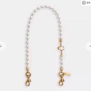 Coach Gold and White Pearl Chain Strap